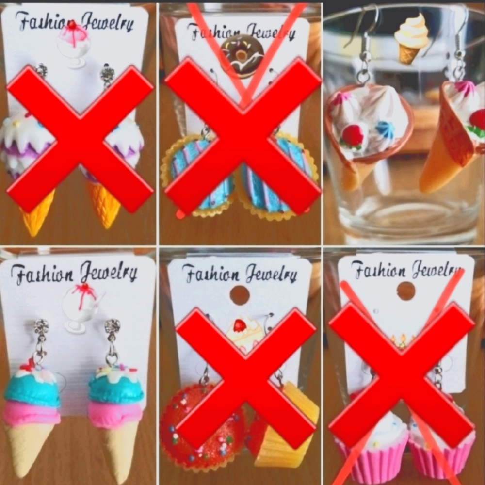 2 for $8 3D Cute Dessert Cake Ice Cream Earrings